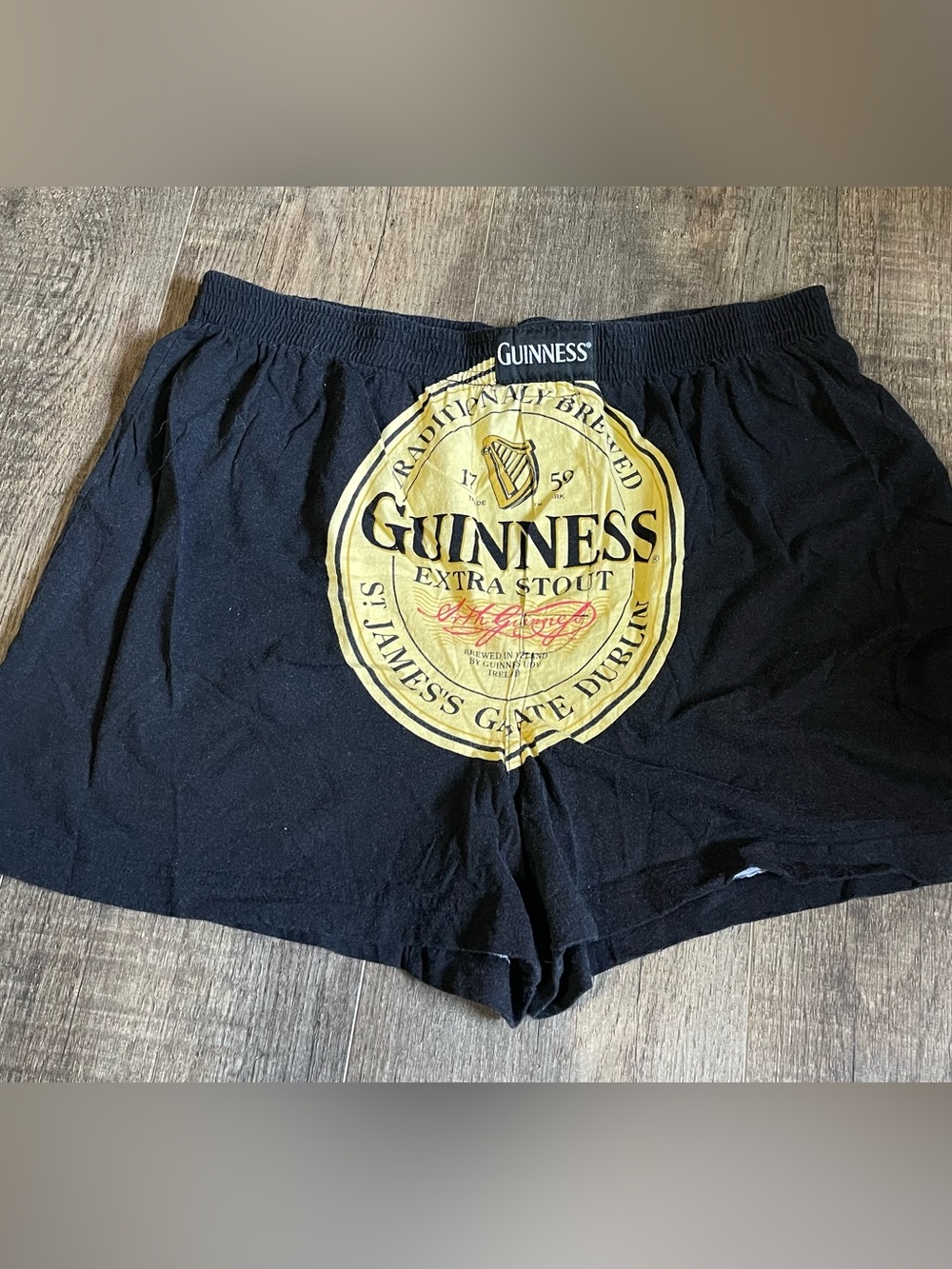 Guinness Official Men's Black Boxer Shorts Mens X-Large Logo Beer